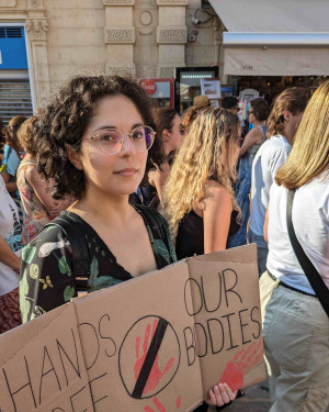 Alexia DeBono Volt Malta Co-President Pro Choice Protest